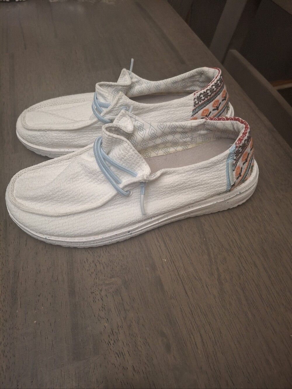 Hey Dude White Slip-On Shoe Aztec Pattern